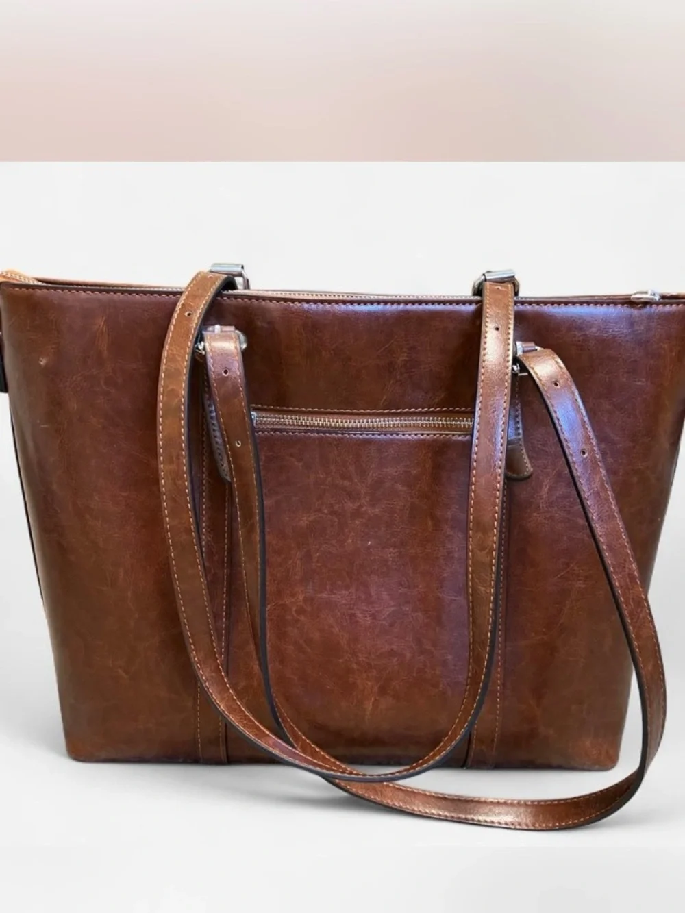 Bromen Vegan Leather Laptop Structured Tote Bag